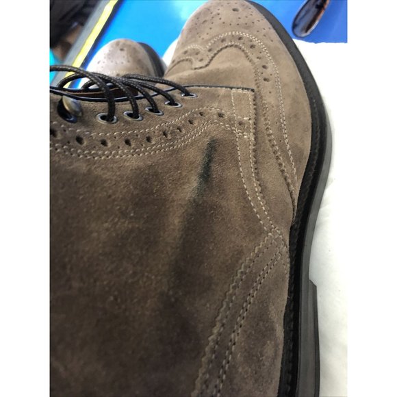 NWT Massimo Dutti Mens Taupe Suede Wing Tip Lace-Up Zip Boots Size 8 US 41 - Picture 8 of 10